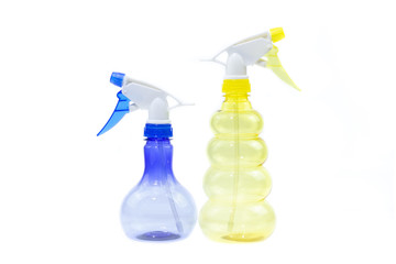 Plastic spray bottle isolated on white background.