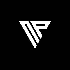 NP Logo letter monogram with triangle shape design template - obrazy, fototapety, plakaty
