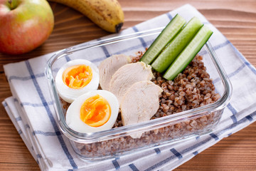 Lunch box with food