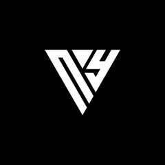 NY Logo letter monogram with triangle shape design template - obrazy, fototapety, plakaty