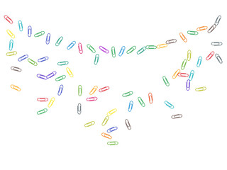 Stationary paperclips isolated on white background