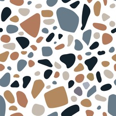 Terrazzo imitation vector seamless background. Granite stone flooring material. Marble mosaic pattern, tile texture design.