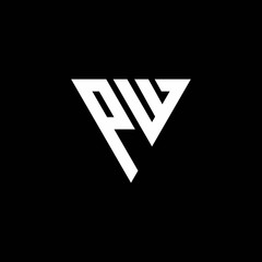 PW Logo letter monogram with triangle shape design template