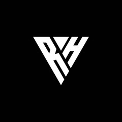 RH Logo letter monogram with triangle shape design template