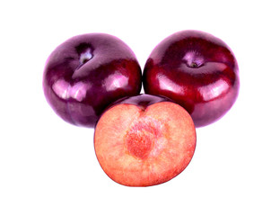 slice Red plum isolated on white background