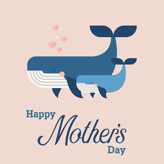 Happy mothers day with Cute whales