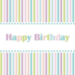 birthday greeting card, border of colored lines on a white background, isolated, there is a text of colored letters, paper style, use as a design of cards, album, sketch