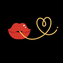 Graphic vector - Mouth eat noodle.