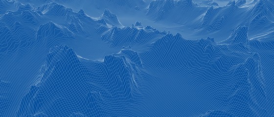 Fototapeta na wymiar Abstract 3d wire-frame landscape. Blueprint style