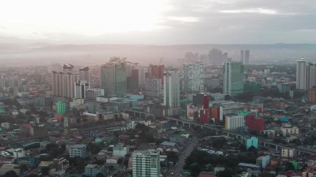 Cityscape of the Project Two district of Quezon City in Manila, Philippines while sunrise
