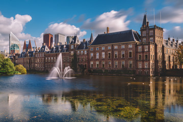 Binnenhof Palace in The Hague (Den Haag) along the Hofvijfer, Netherlands, Dutch Parliament buildings