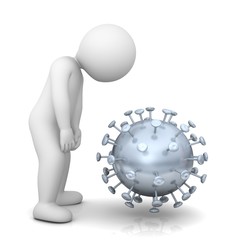 Covid-19 Corona virus Cov19 Cov-Sars-2 3d silver sign symbol white sick ill stick figure man illustration