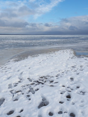 Ice on the lake in winter