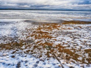 Ice on the lake in winter
