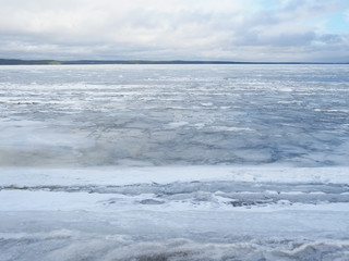 Ice on the lake in winter