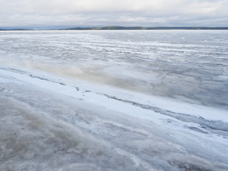 Ice on the lake in winter