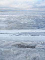 Ice on the lake in winter