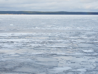 Ice on the lake in winter