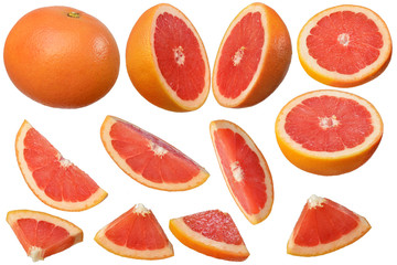 Set of grapefruit Isolated