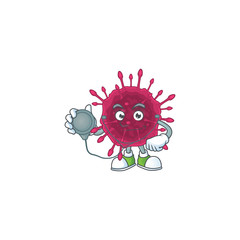 A cartoon character of COVID19 Doctor using tools