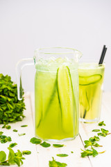 cucumber lemonade. refreshing drink. detox water
