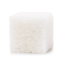 One piece of refined sugar Isolated on a white background