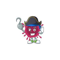 One hand Pirate cartoon design style of COVID19 wearing a hat