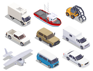 Transport Vehicles Isometric Set