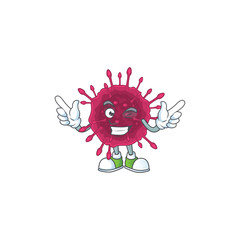 Funny COVID19 cartoon design style with wink eye face