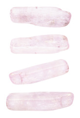set of Kunzite (lilac Spodumene) gemstone isolated