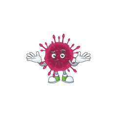 A picture of smirking COVID19 cartoon character design style