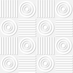 abstract background pattern and geometric shapes of lines and circles in white on a white background, paper style, vector illustration