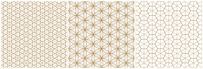 Traditional Japanese seamless woodwork geometric pattern .Brown average and thin lines.