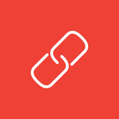 Link Line Icon On Red Background. Red Flat Style Vector Illustration