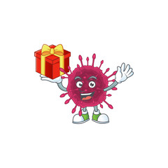 A mascot design style of COVID19 showing crazy face