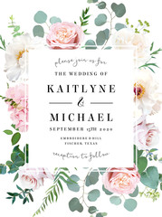 Elegant wedding card with spring flowers