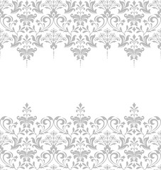 Obraz premium Floral pattern. Vintage wallpaper in the Baroque style. Seamless vector background. White and grey ornament for fabric, wallpaper, packaging. Ornate Damask flower ornament.