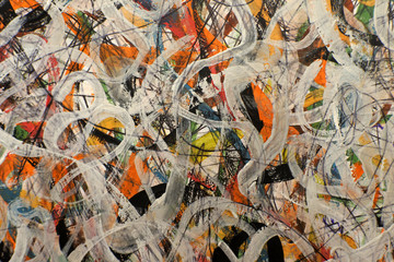 sketch in the style of abstract painting. background with white and yellow doodles.