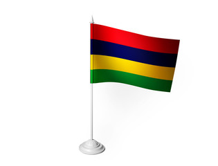 World desk flag waving 3D rendering isolated white background 