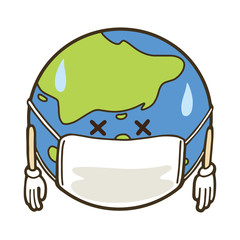 病気になった地球のイラスト　SDGs