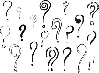 question marks interrogation points hand drawing vector illustration signs