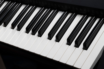 Fototapeta premium Piano keys or synthesizer vintage style closeup look