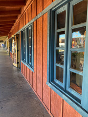 long orange green yellow storefront