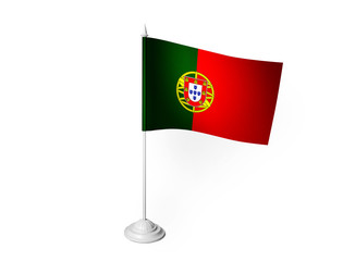 World desk flag waving 3D rendering isolated white background 