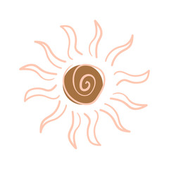 Symbolic sun. Vector doodle illustration. Isolated on white.