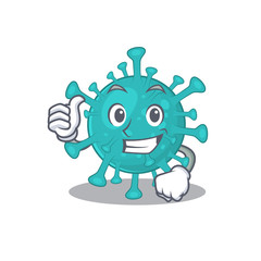 Cool corona zygote virus cartoon design style making Thumbs up gesture