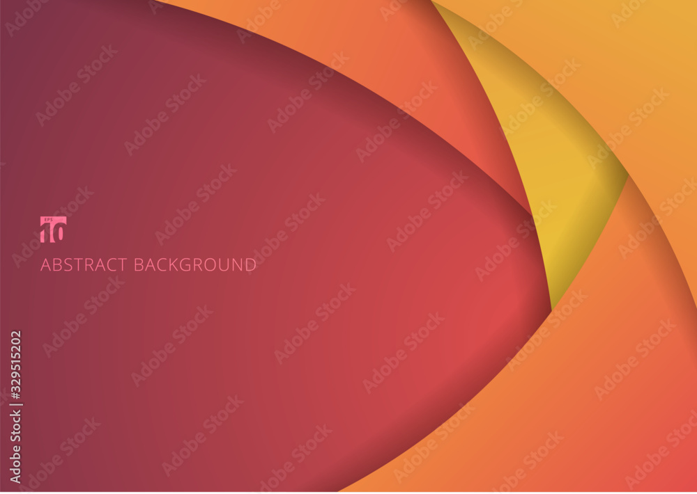 Poster abstract yellow and pink curve circle paper layer overlapping background.