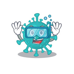 A cartoon picture featuring corona zygote virus wearing Diving glasses
