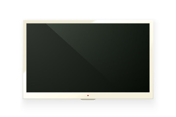 Vector realistic light TV led screen isolated on white background. Modern lcd panel. Computer monitor display mockup. Blank television graphic design element for catalog, web, as mock up