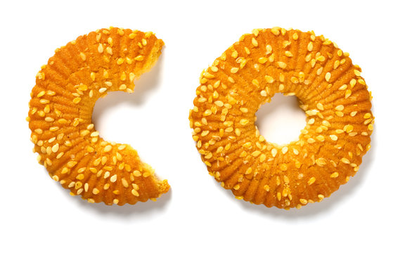 top view crispy crackers with sesame on white background